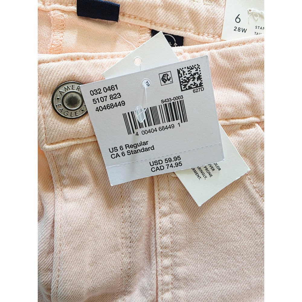 American Eagle 6 Super High-Rise Baggy Wide Leg Jeans Pale Pink 28W NWT - Picture 5 of 16